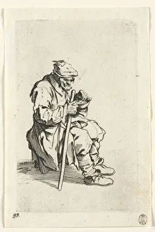 The Beggars: Beggar Sitting Down and Eating, c. 1623. Creator: Jacques Callot (French, 1592-1635)