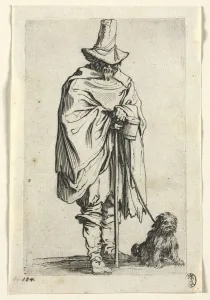 The Beggars: Blind Man with His Dog, c. 1623. Creator: Jacques Callot (French, 1592-1635)