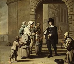 Hardship Collection: Beggars at a Doorway. Creators: Master of the Beguins, Abraham Willemsens