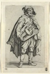 The Beggars: The Hurdy-Gurdy Player, c. 1623. Creator: Jacques Callot (French, 1592-1635)