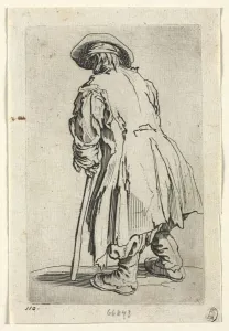 The Beggars: Old Beggar on One Single Crutch, c. 1623. Creator: Jacques Callot (French, 1592-1635)