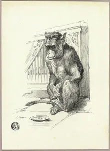 Lancon Auguste Andre Prints: Begging Monkey, n.d. Creator: Auguste-Andre Lancon