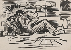 Beggar Prints: Begging musician, around 1940. Creator: Arnold Peter Weisz-Kubincan