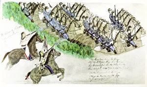 Large Group Of People Prints: Beginning of the Battle of the Little Big Horn