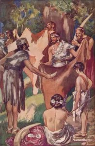 Primitive Prints: The beginnings of commerce: primitive people bartering ivory tusks and bull hides, 1907
