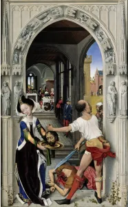 The Beheading of Saint John the Baptist (The Altar of St. John, right panel), ca 1455. Artist: Weyden, Rogier, van der (ca. 1399-1464) The Beheading of Saint John the Baptist (The Altar of St. John, right panel), ca 1455. Artist: Weyden, Rogier, van der (ca. 1399-1464)