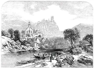 Jd Harding Prints: Beilstein on the Moselle - by J. D. Harding - from the new water colour exhibition, 1845