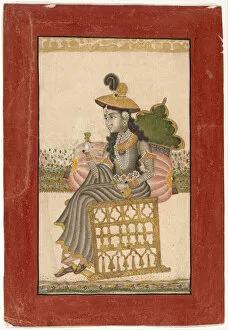 Mughal School Gallery: A Bejeweled Lady. Artist: Anonymous