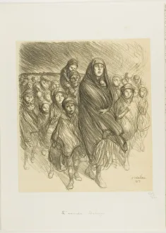 Evacuee Prints: The Belgian Exodus, 1915. Creator: Theophile Alexandre Steinlen