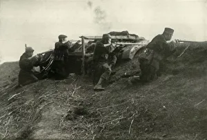 Belgians Holding the River at Termonde, (1919). Creator: Unknown