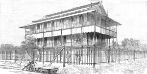 Congo Prints: The Belgium Anti-Slavery Society on the Congo; The Hotel at Boma, 1890. Creator: Unknown
