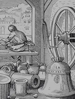 Cannon Prints: Bell and cannon caster, 16th century, (1878). Creator: Unknown