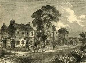 Pub Sign Prints: The Bell Inn, Kilburn, 1750, (c1876). Creator: Unknown