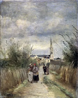 Sunday Best Prints: Bell tower in Argenteuil (Road to the Church), 1870s. Artist: Jean-Baptiste-Camille Corot