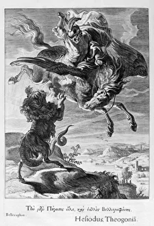 Pegasus Prints: Bellerophon fights the Chimera, 1655. Artist: Michel de Marolles