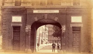 Name Plate Prints: Bellevue Hospital, New York City: the entrance gateway. Creator: Unknown