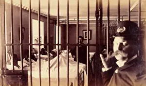 Police Officer Prints: Bellevue Hospital, New York City: male patients (criminal insane?) in bed in ward