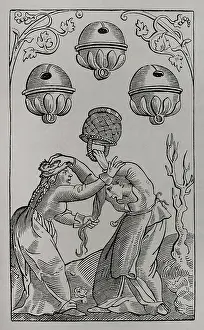 Three of Bells, German playing card, 16th century (1877). Creator: Unknown