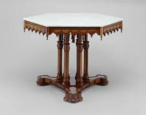 Rosewood Prints: Belmead Center table, c. 1846. Creator: Alexander Roux