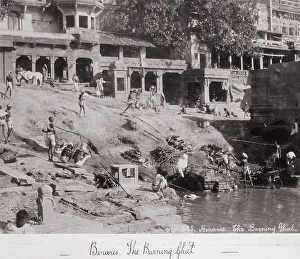 Ghat Prints: Benares, The Burning Gháts, Late 1860s. Creator: Samuel Bourne