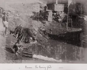 Ghat Prints: Benares, The Burning Gháts, Late 1860s. Creator: Samuel Bourne