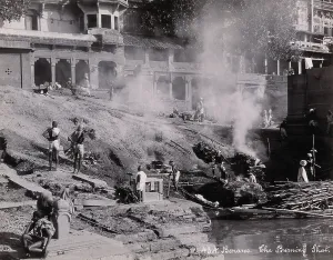 Holy Prints: Benares (Varanasi), Uttar Pradesh: corpses being burned and consigned to the river