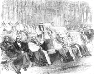 Bishops Prints: The bench of bishops during the debate in the House of Lords on the Irish Church Bill