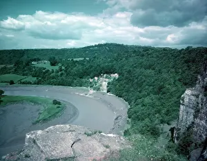 Cliffs Prints: Bend in the River Wye at Wintour's Leap, near Chepstow, Wye Valley, c1955