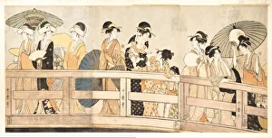 Kitagawa 1753 1806 Prints: On top and beneath Ryogoku Bridge, c. 1800. Artist: Utamaro, Kitagawa (1753-1806)