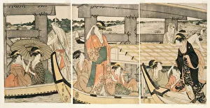 Boating Prints: On top and beneath Ryogoku Bridge (Ryogokubashi no ue)