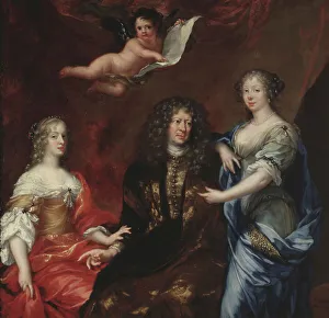 David Klöcker Ehrenstrahl Prints: Bengt horn af Åminne (1623-1678) with his two wives Margaretha Sparre and Ingeborg Banér