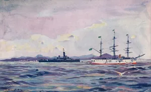 Dreadnought Prints: The Benjamin Constant Training Cruiser and the dreadnought Minas Geraes in Rio Harbour