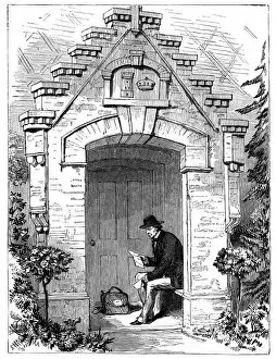 Benjamin Disraeli Collection: Benjamin Disraeli (1804-1881) reading letters in the porch of Hughenden Lodge, 19th century