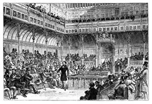Benjamin Disraeli introducing his reform bill in the House of Commons, c1867