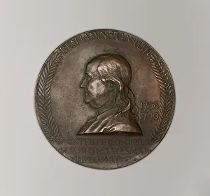 Franklin Benjamin Prints: Benjamin Franklin Commemorative Medal, 1906. Creator: Louis Saint-Gaudens