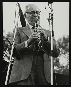 Benny Gallery: Benny Goodman playing his clarinet, Knebworth, Hertfordshire, 1982