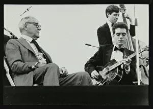 Benny Gallery: Benny Goodman watching Phil Flanigan and Chris Flory, Knebworth, Hertfordshire, 1982