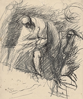 Bending Prints: Bent old man, 1940-1944. Creator: Jan Novak