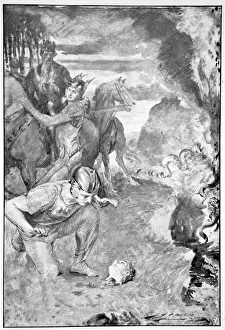 Decapitation Prints: Beowulf finds the head of Aschere, 1910. Artist: John Henry Frederick Bacon