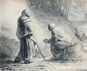 Bergeres Se Chauffant, (Shepherds at a Fire), 19th century. Artist: Jean Francois Millet Bergeres Se Chauffant, (Shepherds at a Fire), 19th century. Artist: Jean Francois Millet
