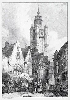 Bergues: La Tour du marche, 1824. Creator: Richard Parkes Bonington (British, 1802-1828)