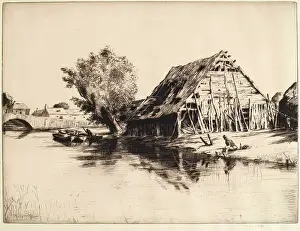 Water Surface Prints: A Berkshire Stream, 1920. Creator: Martin Hardie