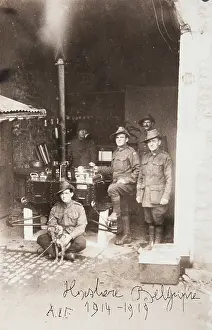 Chimneys Prints: Bernard Laurence Barney Nugent, postcard handwritten Hastiere Belgique A.I.F. 1914-1919