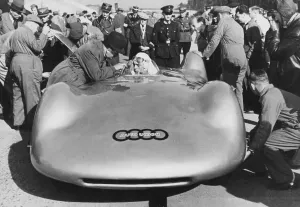 Record Breaking Prints: Bernd Rosemeyer and Ferdinand Porsche with Auto Union, c1937-c1938