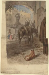 Water Amenities Prints: Bernini Fountain, Rome [recto], c. 1867. Creator: Felix Octavius Carr Darley