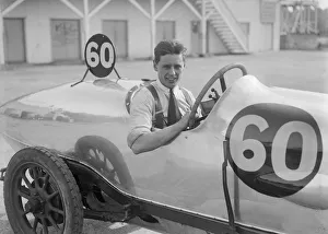 H Kensington Moir Prints: Bertie Kensington Moir in his Aston Martin at the JCC 200 Mile Race, Brooklands, 1921