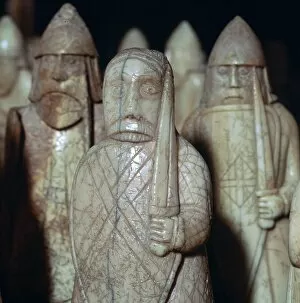 Ivory Collection: Beserks Biting their Shields - The Lewis Chessmen, (Norwegian?), c1150-c1200