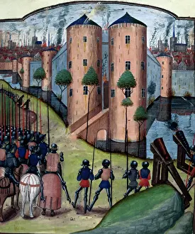 Casque Prints: A besieging army sets fire to a city, c1470. Creator: Unknown