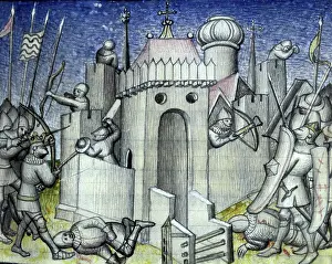 Bowman Prints: Besieging a castle, c1400. Creator: Unknown