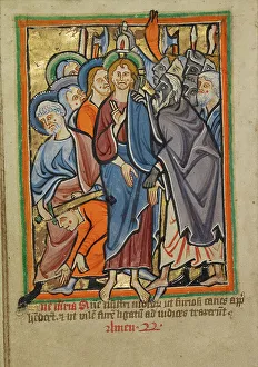 Illuminations Painting Prints: The Betrayal, about 1190-1200; text added about 1480-1490. Creator: Unknown